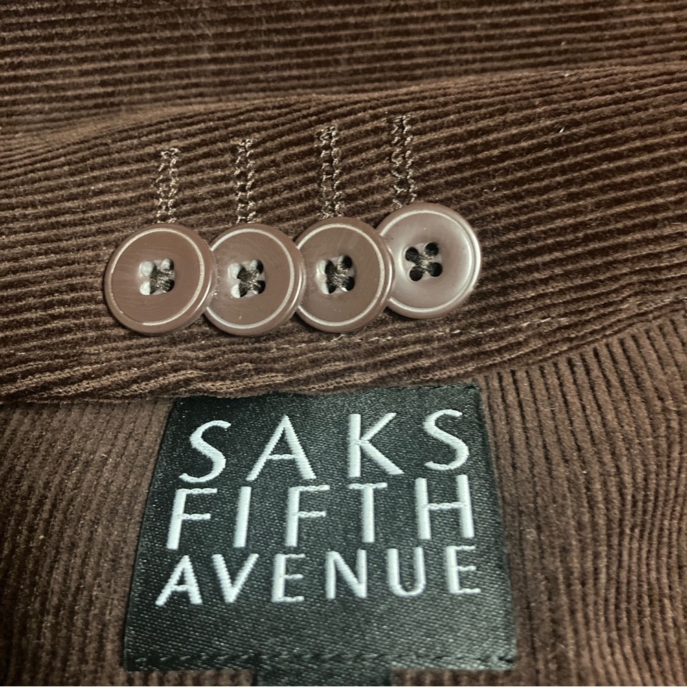 Saks Fifth Avenue Sport Coat Mens XL Brown Cotton Corduroy Classic Fall Blazer